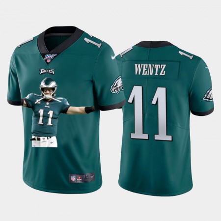 Philadelphia Eagles #11 Carson Wentz Nike Team Hero Vapor Limited NFL 100 Jersey Green