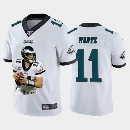 Philadelphia Eagles #11 Carson Wentz Nike Team Hero Vapor Limited NFL 100 Jersey White