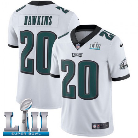 Nike Eagles #20 Brian Dawkins White Super Bowl LII Men's Stitched NFL Vapor Untouchable Limited Jersey