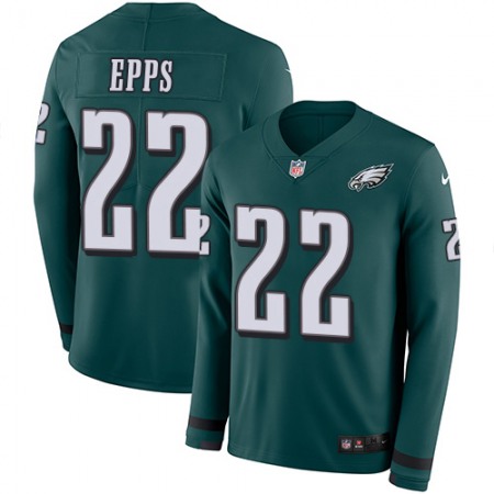 Nike Eagles #22 Marcus Epps Green Team Color Men's Stitched NFL Limited Therma Long Sleeve Jersey