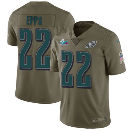 Nike Eagles #22 Marcus Epps Olive Super Bowl LVII Patch Men's Stitched NFL Limited 2017 Salute To Service Jersey