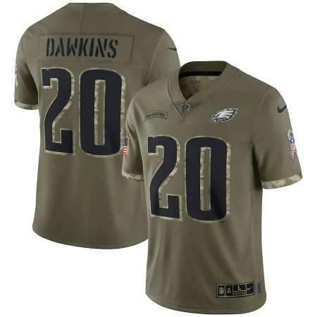 Philadelphia Eagles #20 Brian Dawkins Nike Men's 2022 Salute To Service Limited Jersey - Olive