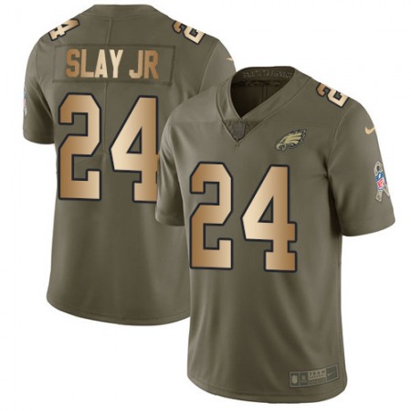 Nike Eagles #24 Darius Slay Jr Olive/Gold Men's Stitched NFL Limited 2017 Salute To Service Jersey