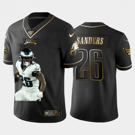 Philadelphia Eagles #26 Miles Sanders Nike Team Hero 2 Vapor Limited NFL 100 Jersey Black Golden