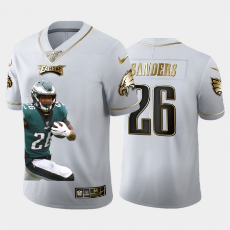 Philadelphia Eagles #26 Miles Sanders Nike Team Hero Vapor Limited NFL 100 Jersey White Golden