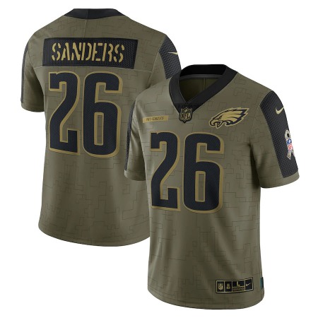 Philadelphia Eagles #26 Miles Sanders Olive Nike 2021 Salute To Service Limited Player Jersey