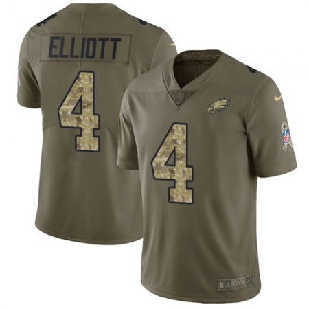 Nike Eagles #4 Jake Elliott Olive/Camo Men's Stitched NFL Limited 2017 Salute To Service Jersey