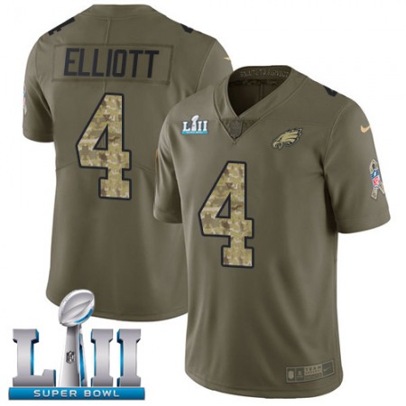 Nike Eagles #4 Jake Elliott Olive/Camo Super Bowl LII Men's Stitched NFL Limited 2017 Salute To Service Jersey