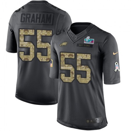 Nike Eagles #55 Brandon Graham Black Super Bowl LVII Patch Men's Stitched NFL Limited 2016 Salute to Service Jersey