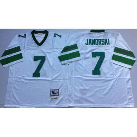 Mitchell And Ness Eagles #7 Ron Jaworski White Throwback Stitched NFL Jersey