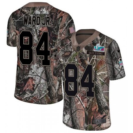 Nike Eagles #84 Greg Ward Jr. Camo Super Bowl LVII Patch Men's Stitched NFL Limited Rush Realtree Jersey