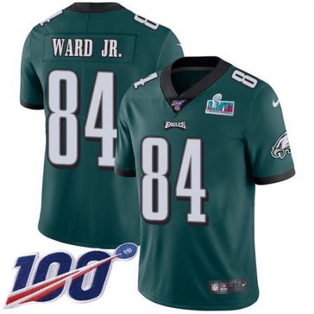 Nike Eagles #84 Greg Ward Jr. Green Team Color Super Bowl LVII Patch Men's Stitched NFL 100th Season Vapor Limited Jersey