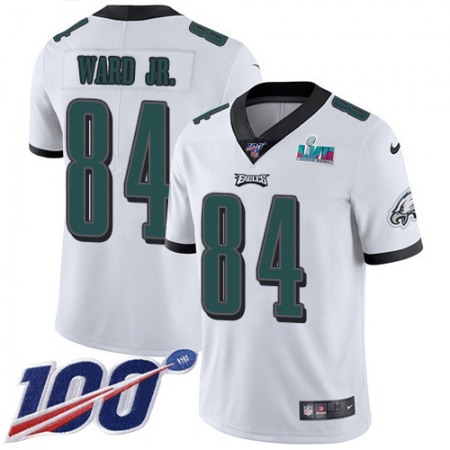 Nike Eagles #84 Greg Ward Jr. White Super Bowl LVII Patch Men's Stitched NFL 100th Season Vapor Limited Jersey