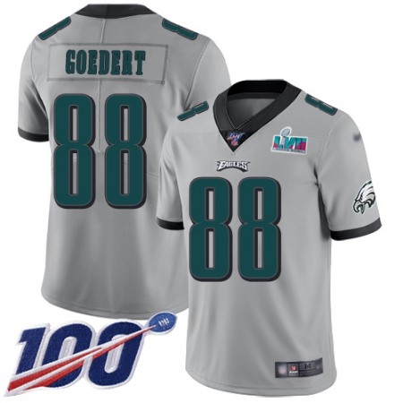 Nike Eagles #88 Dallas Goedert Silver Super Bowl LVII Patch Men's Stitched NFL Limited Inverted Legend 100th Season Jersey