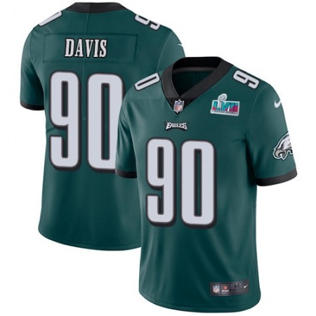 Nike Eagles #90 Jordan Davis Green Team Color Super Bowl LVII Patch Men's Stitched NFL Vapor Untouchable Limited Jersey