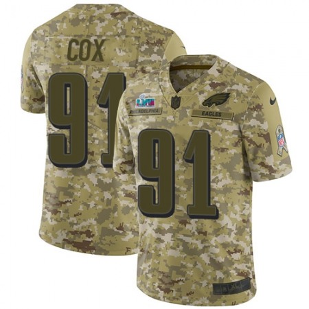 Nike Eagles #91 Fletcher Cox Camo Super Bowl LVII Patch Men's Stitched NFL Limited 2018 Salute To Service Jersey