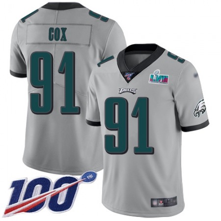 Nike Eagles #91 Fletcher Cox Silver Super Bowl LVII Patch Men's Stitched NFL Limited Inverted Legend 100th Season Jersey