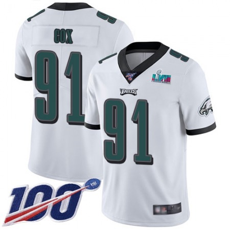 Nike Eagles #91 Fletcher Cox White Super Bowl LVII Patch Men's Stitched NFL 100th Season Vapor Limited Jersey