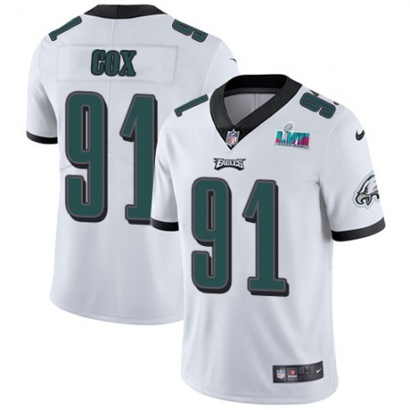 Nike Eagles #91 Fletcher Cox White Super Bowl LVII Patch Men's Stitched NFL Vapor Untouchable Limited Jersey