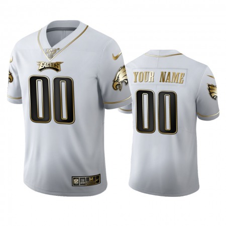 Philadelphia Eagles Custom Men's Nike White Golden Edition Vapor Limited NFL 100 Jersey