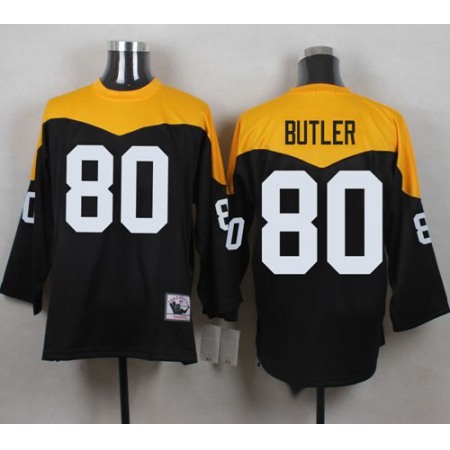 Mitchell And Ness 1967 Steelers #80 Jack Butler Black/Yelllow Throwback Men's Stitched NFL Jersey