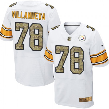 Nike Steelers #78 Alejandro Villanueva White/Camo Men's Stitched NFL Elite Jersey