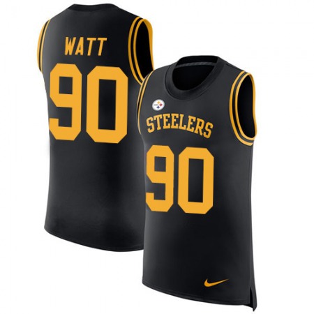 Nike Steelers #90 T. J. Watt Black Team Color Men's Stitched NFL Limited Rush Tank Top Jersey