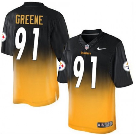 Nike Steelers #91 Kevin Greene Black/Gold Men's Stitched NFL Elite Fadeaway Fashion Jersey