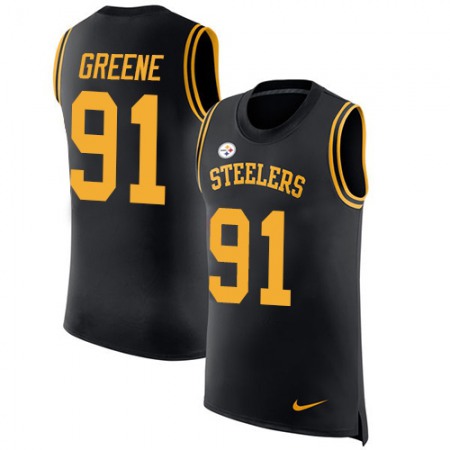 Nike Steelers #91 Kevin Greene Black Team Color Men's Stitched NFL Limited Rush Tank Top Jersey