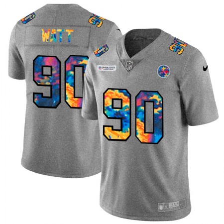 Pittsburgh Steelers #90 T.J. Watt Men's Nike Multi-Color 2020 NFL Crucial Catch NFL Jersey Greyheather