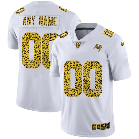 Tampa Bay Buccaneers Custom Men's Nike Flocked Leopard Print Vapor Limited NFL Jersey White