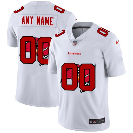 Tampa Bay Buccaneers Custom White Men's Nike Team Logo Dual Overlap Limited NFL Jersey