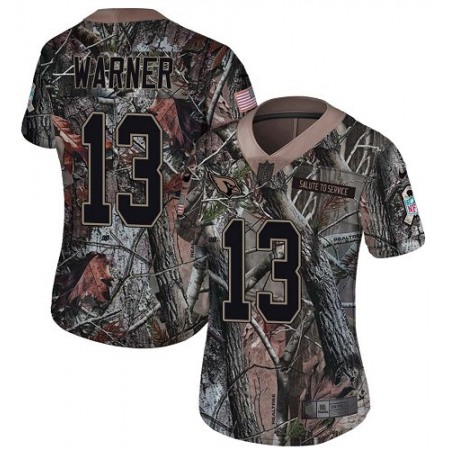 Nike Cardinals #13 Kurt Warner Camo Women's Stitched NFL Limited Rush Realtree Jersey