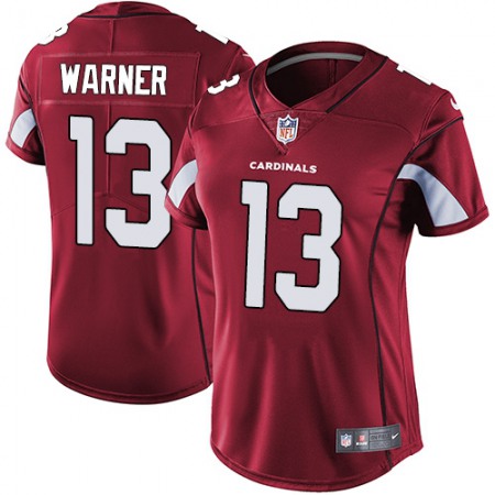 Nike Cardinals #13 Kurt Warner Red Team Color Women's Stitched NFL Vapor Untouchable Limited Jersey