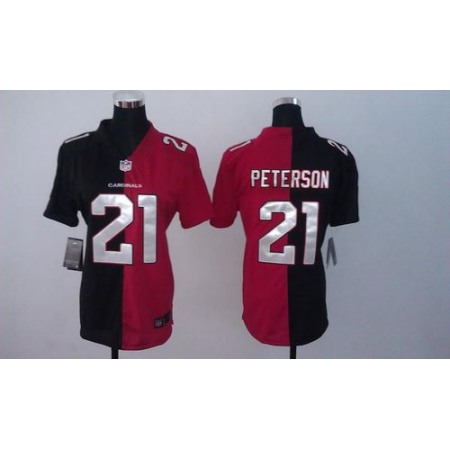 Nike Cardinals #21 Patrick Peterson Black/Red Women's Stitched NFL Elite Split Jersey