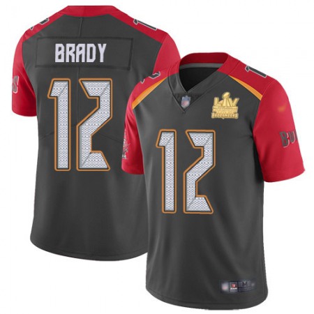 Nike Buccaneers #12 Tom Brady Gray Youth Super Bowl LV Champions Patch Stitched NFL Limited Inverted Legend Jersey