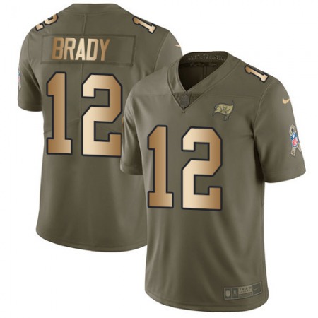 Nike Buccaneers #12 Tom Brady Olive/Gold Youth Stitched NFL Limited 2017 Salute To Service Jersey