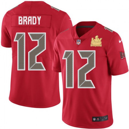 Nike Buccaneers #12 Tom Brady Red Youth Super Bowl LV Champions Stitched NFL Limited Rush Jersey