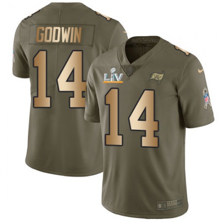 Nike Buccaneers #14 Chris Godwin Olive/Gold Youth Super Bowl LV Bound Stitched NFL Limited 2017 Salute To Service Jersey