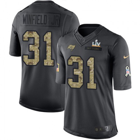 Nike Buccaneers #31 Antoine Winfield Jr. Black Youth Super Bowl LV Bound Stitched NFL Limited 2016 Salute to Service Jersey