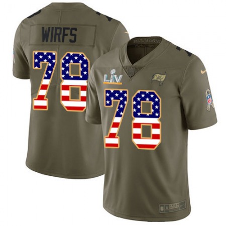 Nike Buccaneers #78 Tristan Wirfs Olive/USA Flag Youth Super Bowl LV Bound Stitched NFL Limited 2017 Salute To Service Jersey