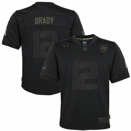 Tampa Bay Buccaneers #12 Tom Brady Nike Youth 2020 Salute to Service Game Jersey Black