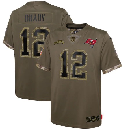 Tampa Bay Buccaneers #12 Tom Brady Nike Youth 2022 Salute To Service Limited Jersey - Olive