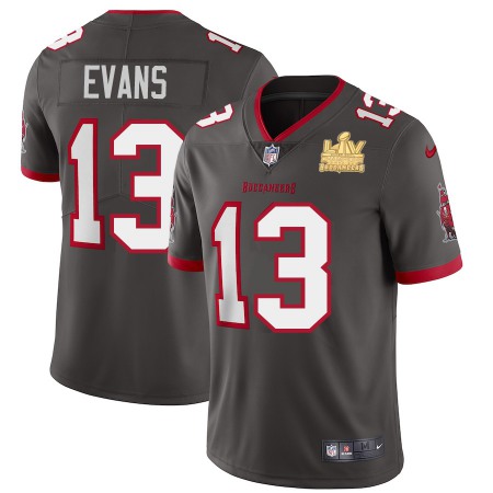 Tampa Bay Buccaneers #13 Mike Evans Youth Super Bowl LV Champions Patch Nike Pewter Alternate Vapor Limited Jersey