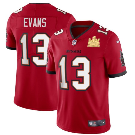 Tampa Bay Buccaneers #13 Mike Evans Youth Super Bowl LV Champions Patch Nike Red Vapor Limited Jersey