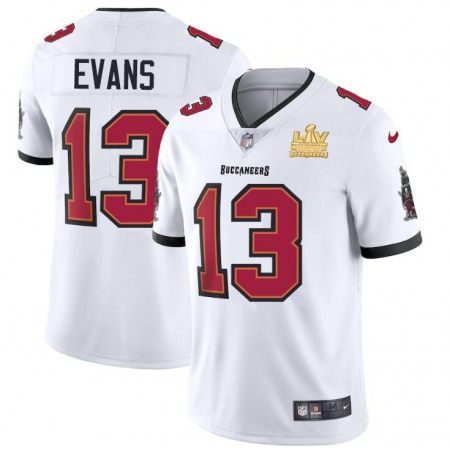 Tampa Bay Buccaneers #13 Mike Evans Youth Super Bowl LV Champions Patch Nike White Vapor Limited Jersey