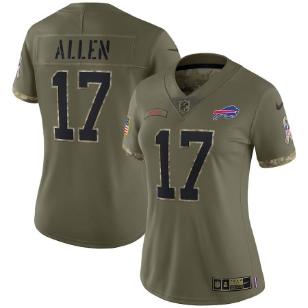 Buffalo Bills #17 Josh Allen Nike Women's 2022 Salute To Service Limited Jersey - Olive