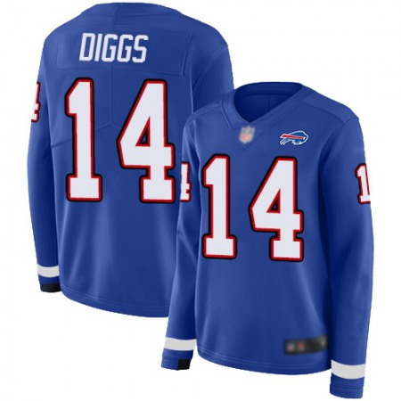 Nike Bills #14 Stefon Diggs Royal Blue Team Color Women's Stitched NFL Limited Therma Long Sleeve Jersey