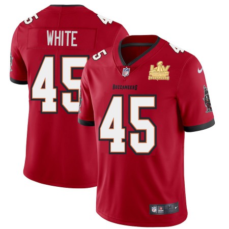 Tampa Bay Buccaneers #45 Devin White Youth Super Bowl LV Champions Patch Nike Red Vapor Limited Jersey