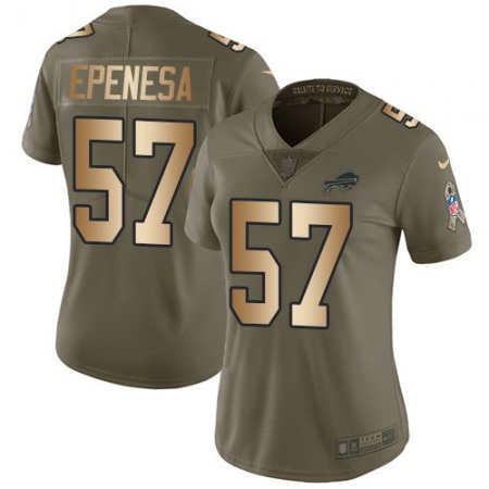 Nike Bills #57 A.J. Epenesas Olive/Gold Women's Stitched NFL Limited 2017 Salute To Service Jersey